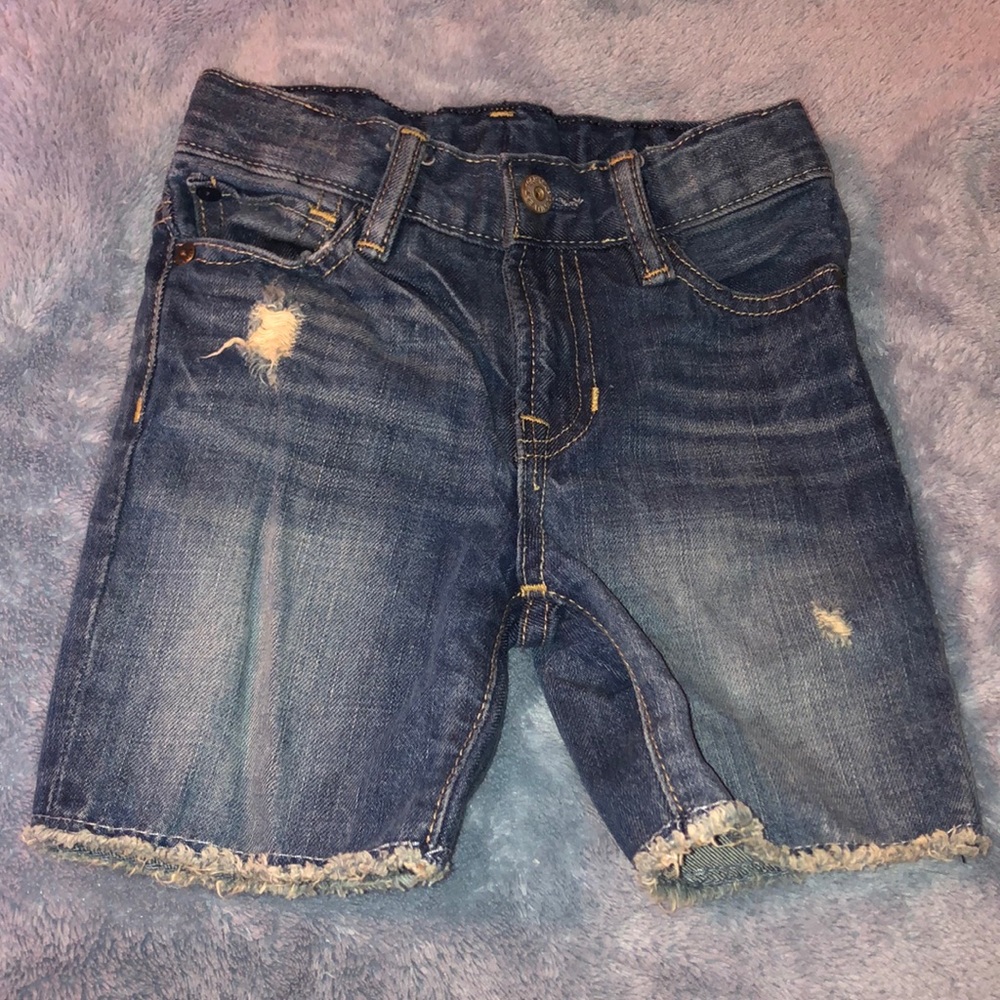 Gap Denim Distressed Shorts Snap Zip Adjustable